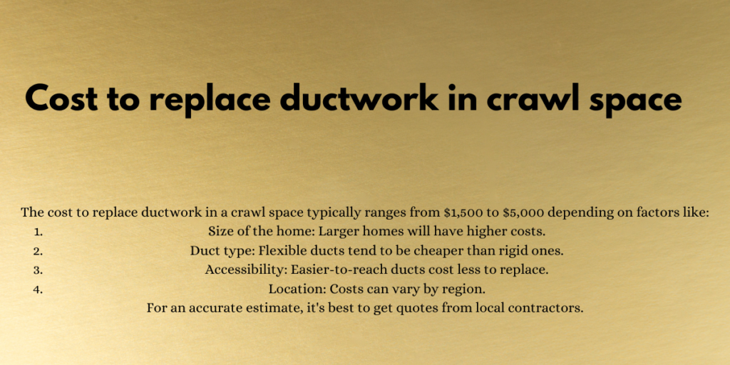 Cost to replace ductwork in crawl space 