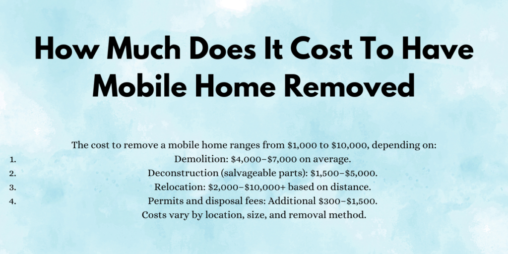 How Much Does It Cost To Have Mobile Home Removed