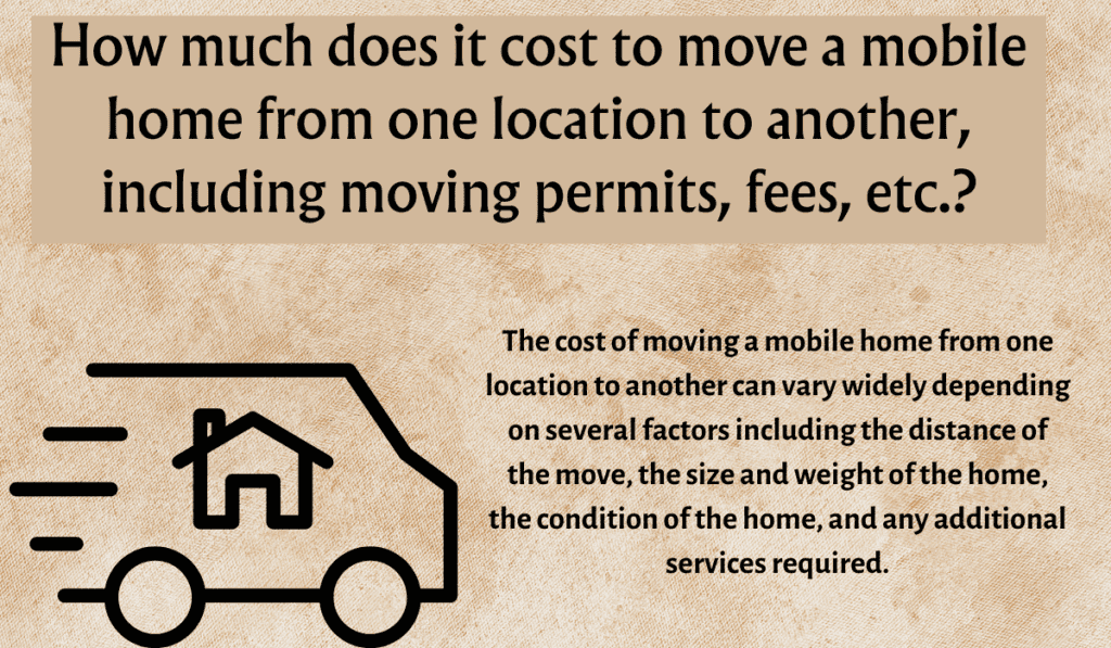 How much does it cost to move a mobile home from one location to another, including moving permits, fees, etc.?