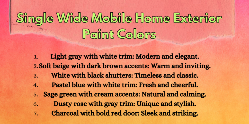 Single Wide Mobile Home Exterior Paint Colors
