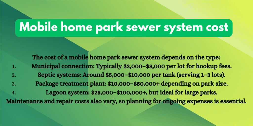 Mobile home park sewer system cost
